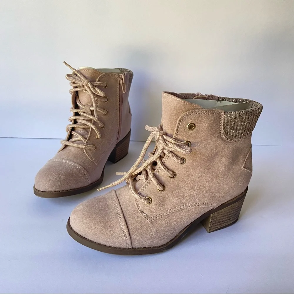 New Wonder Nation Girls Sweater Cuff Heeled Boots Blush Pink Kids Size 2